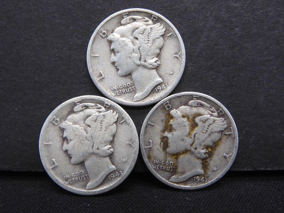 1941-P+S, 1943-D Mercury Dimes: 1941-P+S, 1943-D Mercury Dimes