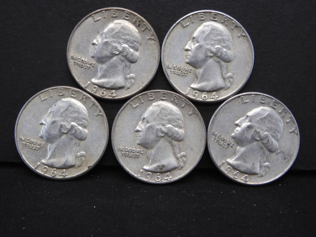 5 1964-P Washington Quarters (1 of 2)