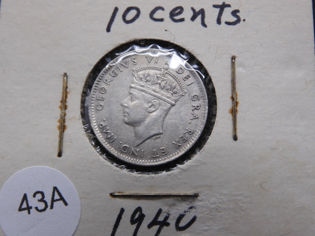 1940 Newfoundland 10 Cents .925 Silver (1 of 3)