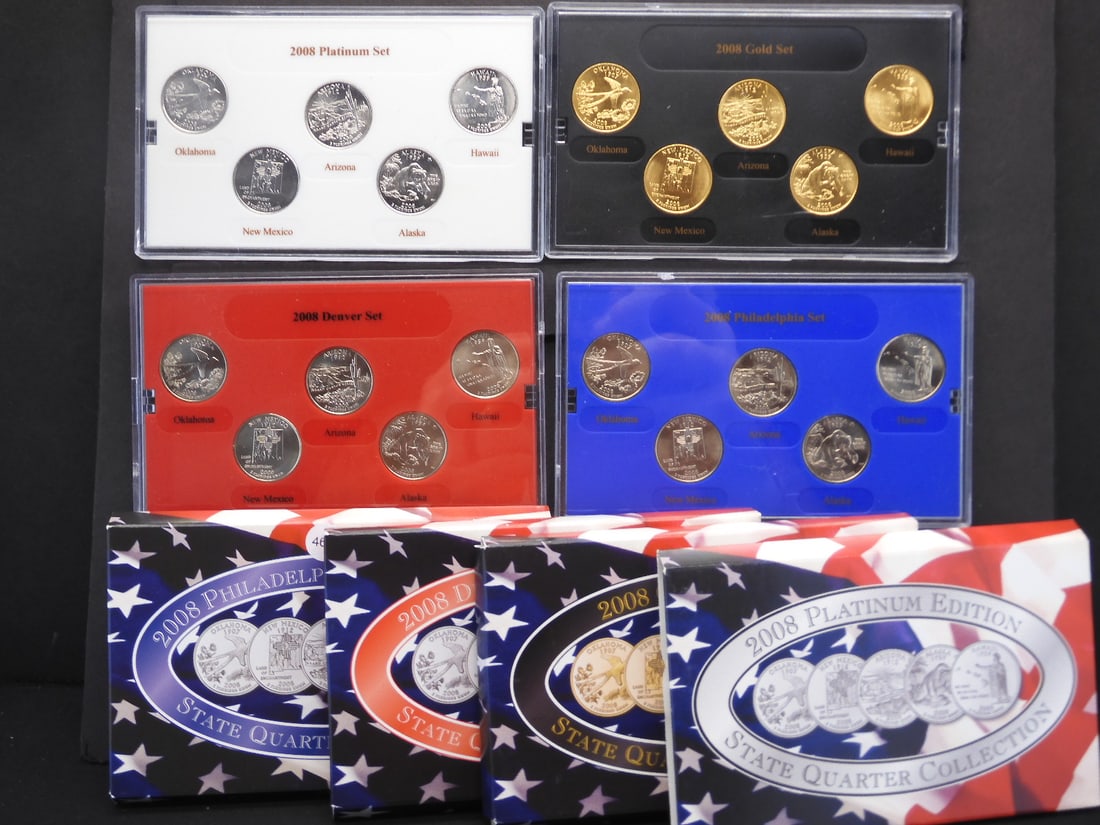 2008-P+D Platinum + Gold Edition Uncirculated State Quarter Sets (1 of 3)
