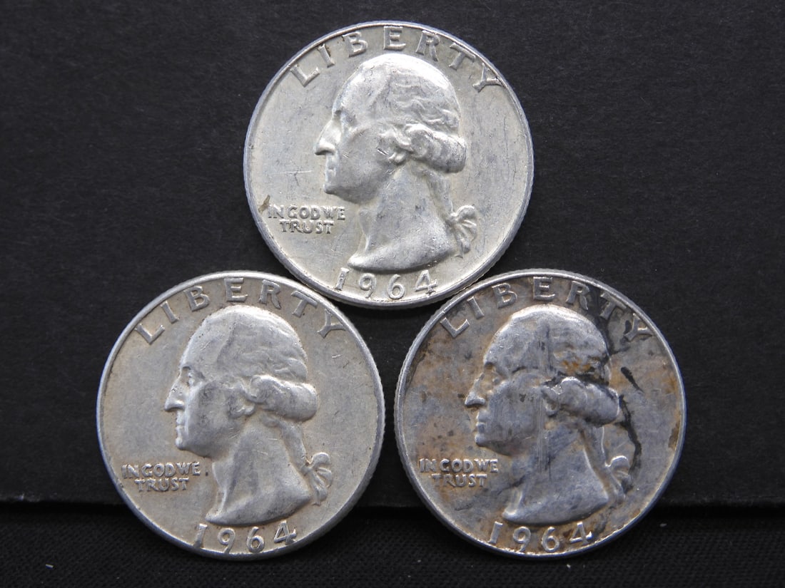 3 1964-P Washington Quarters (1 of 2)