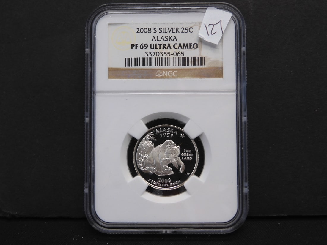 2008-S Silver Alaska State Quarter NGC Graded PF69 Ultra Cameo (1 of 3)