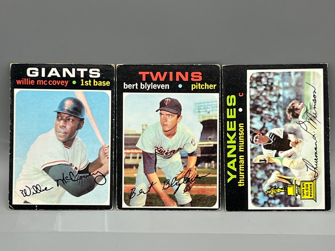 1971 Topps Willie McCovey #50, Bert Blyleven RC #26, & Thurman Munson 2nd Year Rookie Cup #5 (1 of 2)