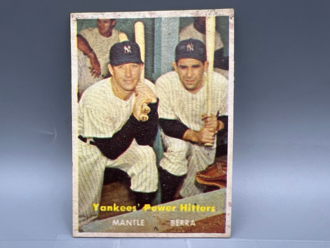1957 Topps Yankees Power Hitters Mickey Mantle/Yogi Berra #407: 1957 Topps Yankees Power Hitters Mickey Mantle/Yogi Berra #407