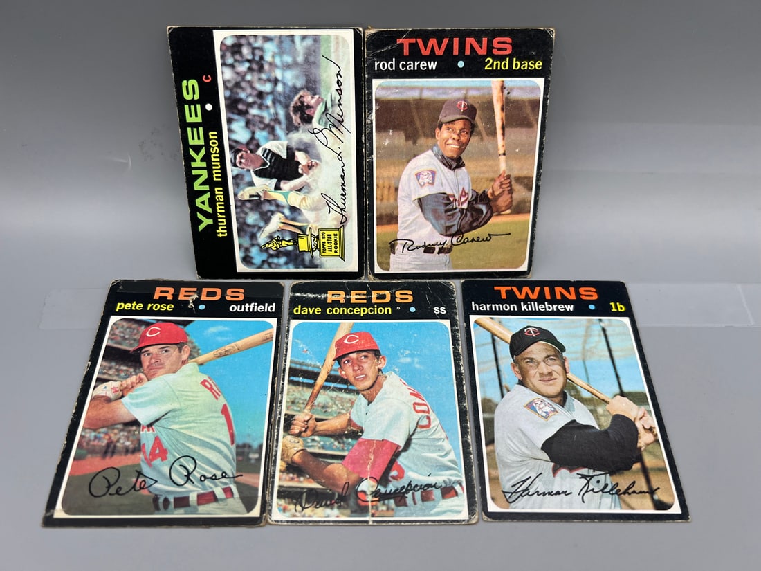 Lot of (5) 1971 Topps Baseball Star Player Cards - Varying Conditions - Thurman Munson 2nd Year (1 of 2)