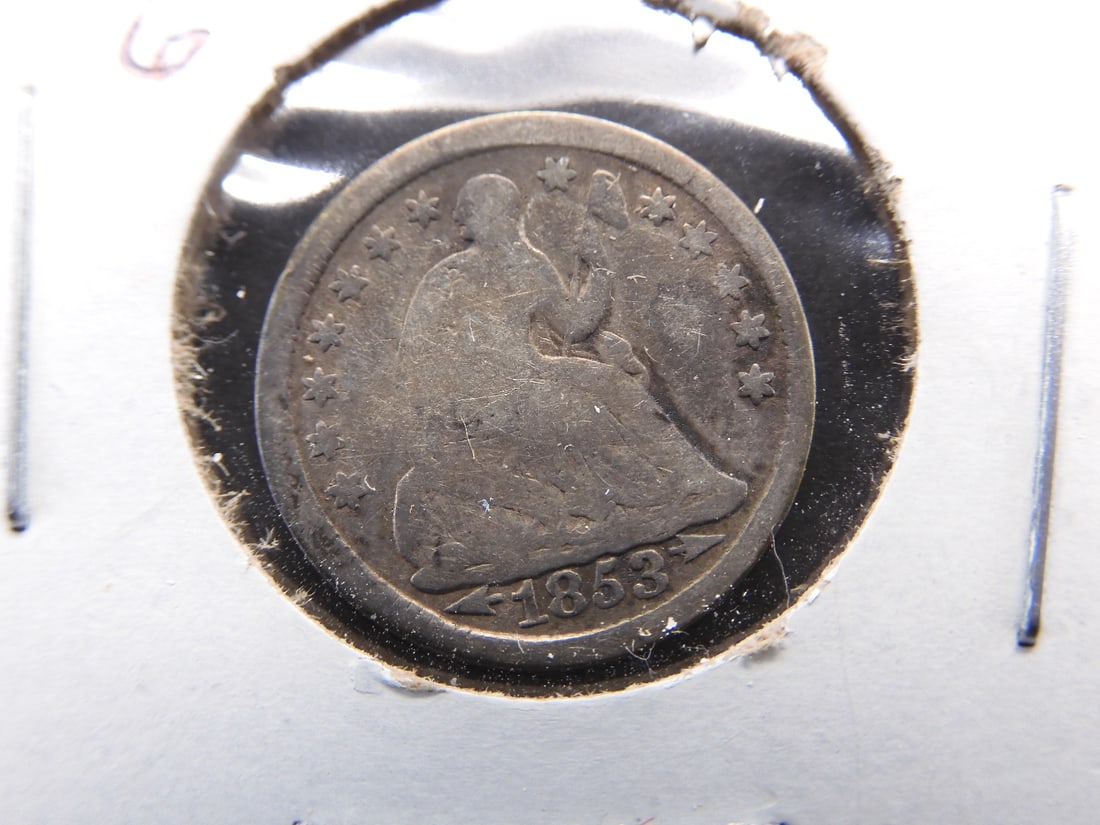 1853 Silver Seated Half Dime - Rarely Seen - 170 Years Old (1 of 3)