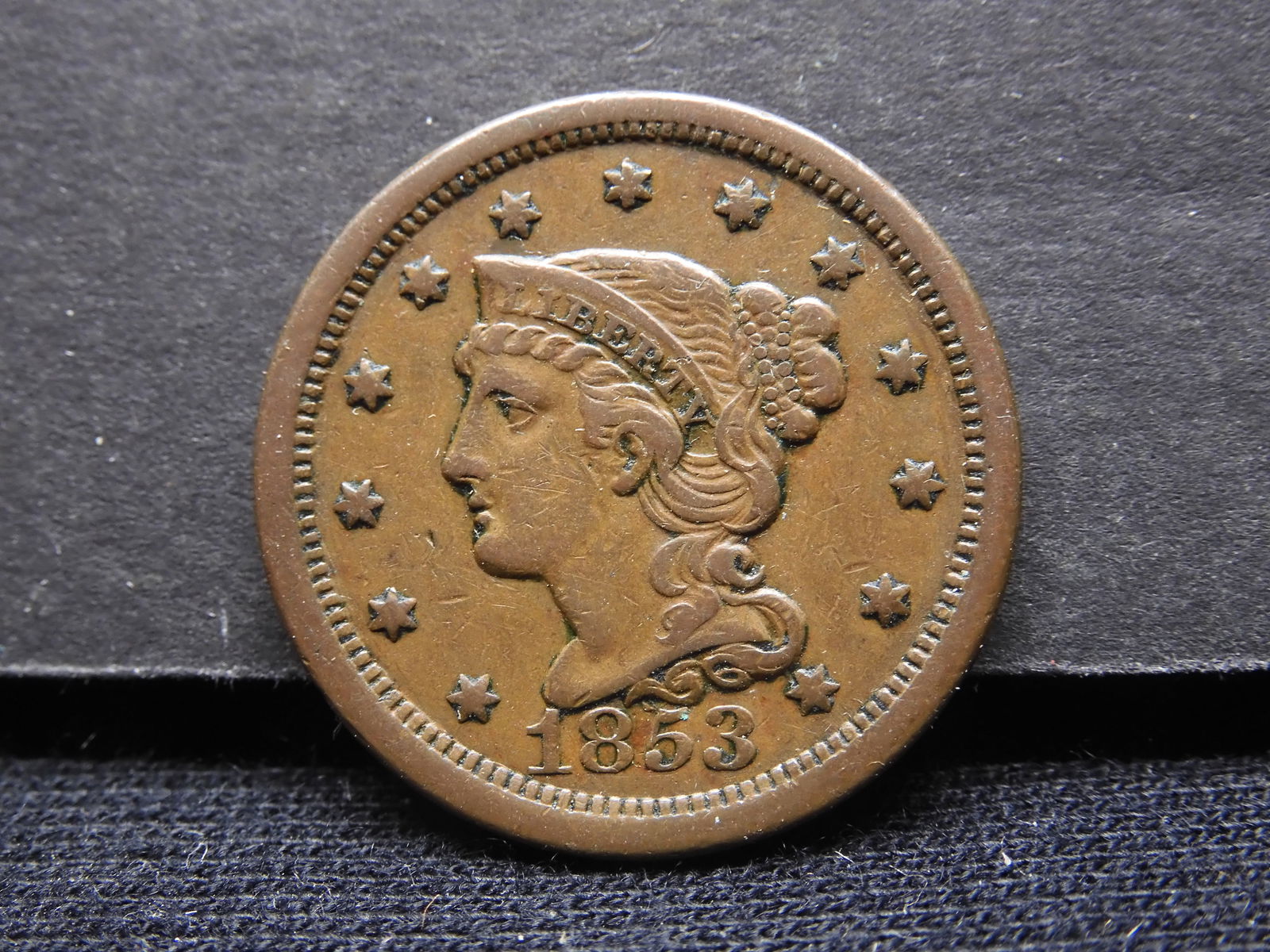 1853 Large Cent. Nice medium brown XF 40 (1 of 3)