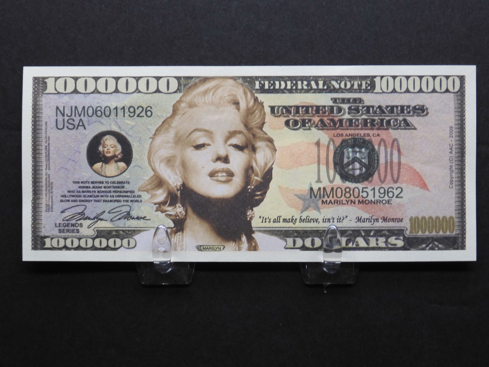 Marilyn Monroe Novelty 1,000,000 Note (1 of 3)