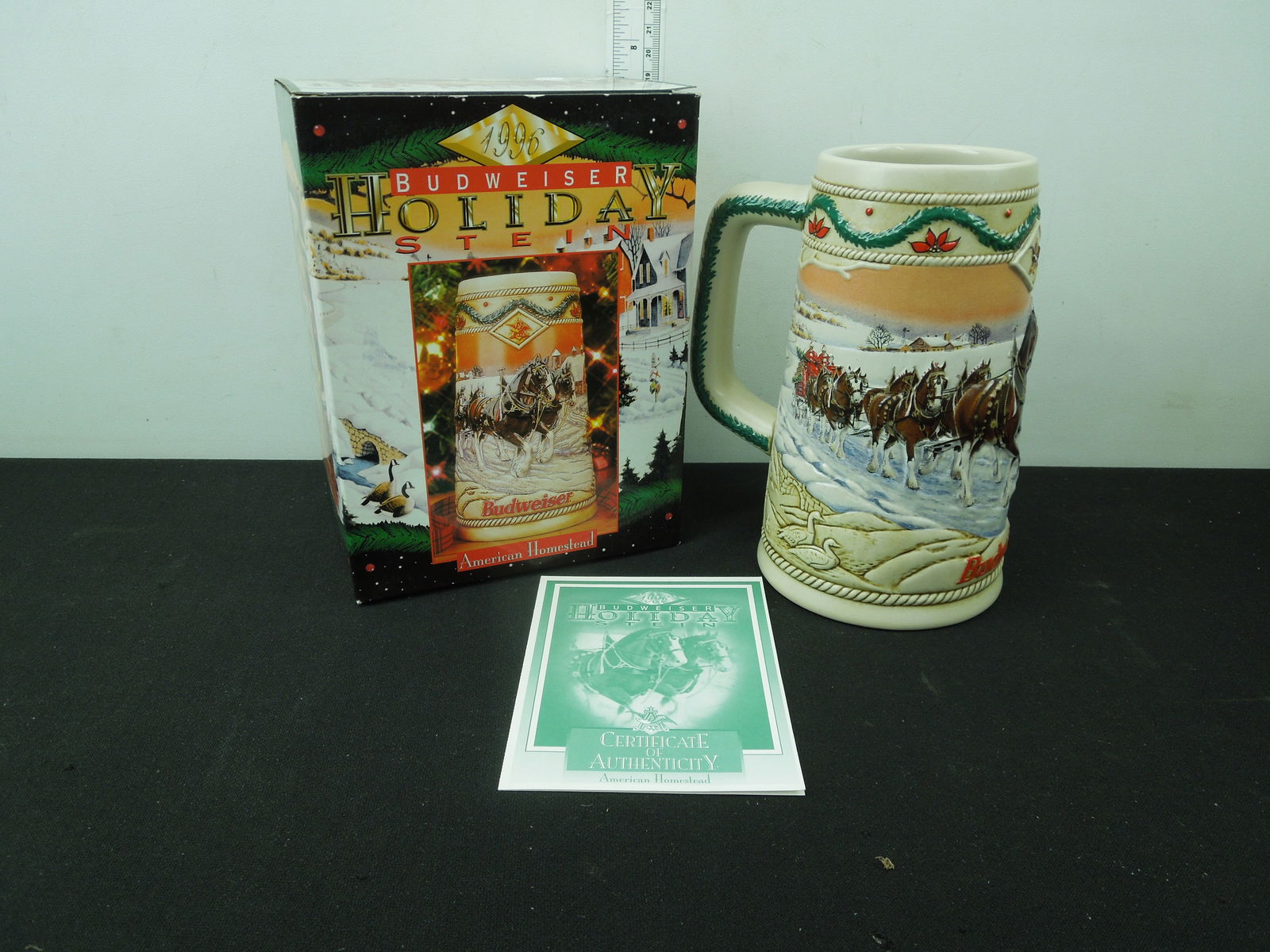 1996 American Homestead Budweiser Holiday Stein with Box and COA (1 of 6)