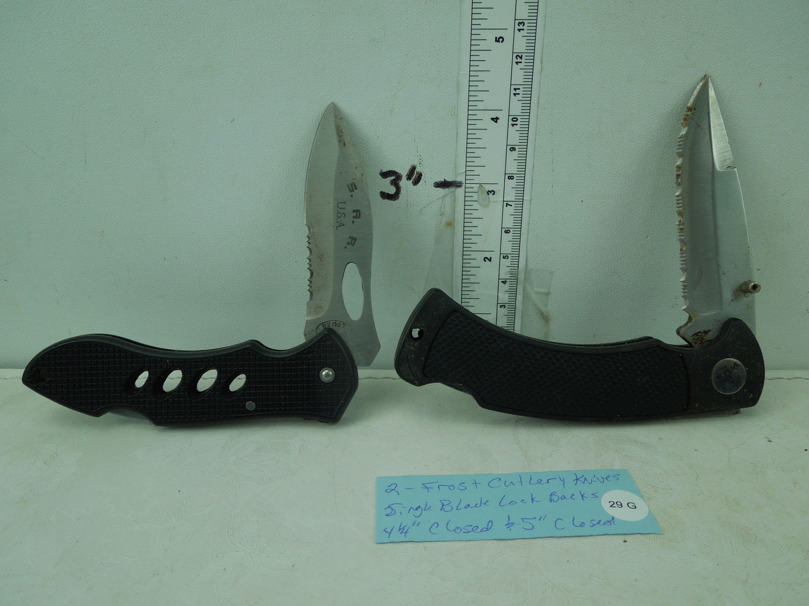 2 Frost Cutlery Knives Single Blade Lock Backs 4-1/4" Closed and 5" Closed (1 of 7)