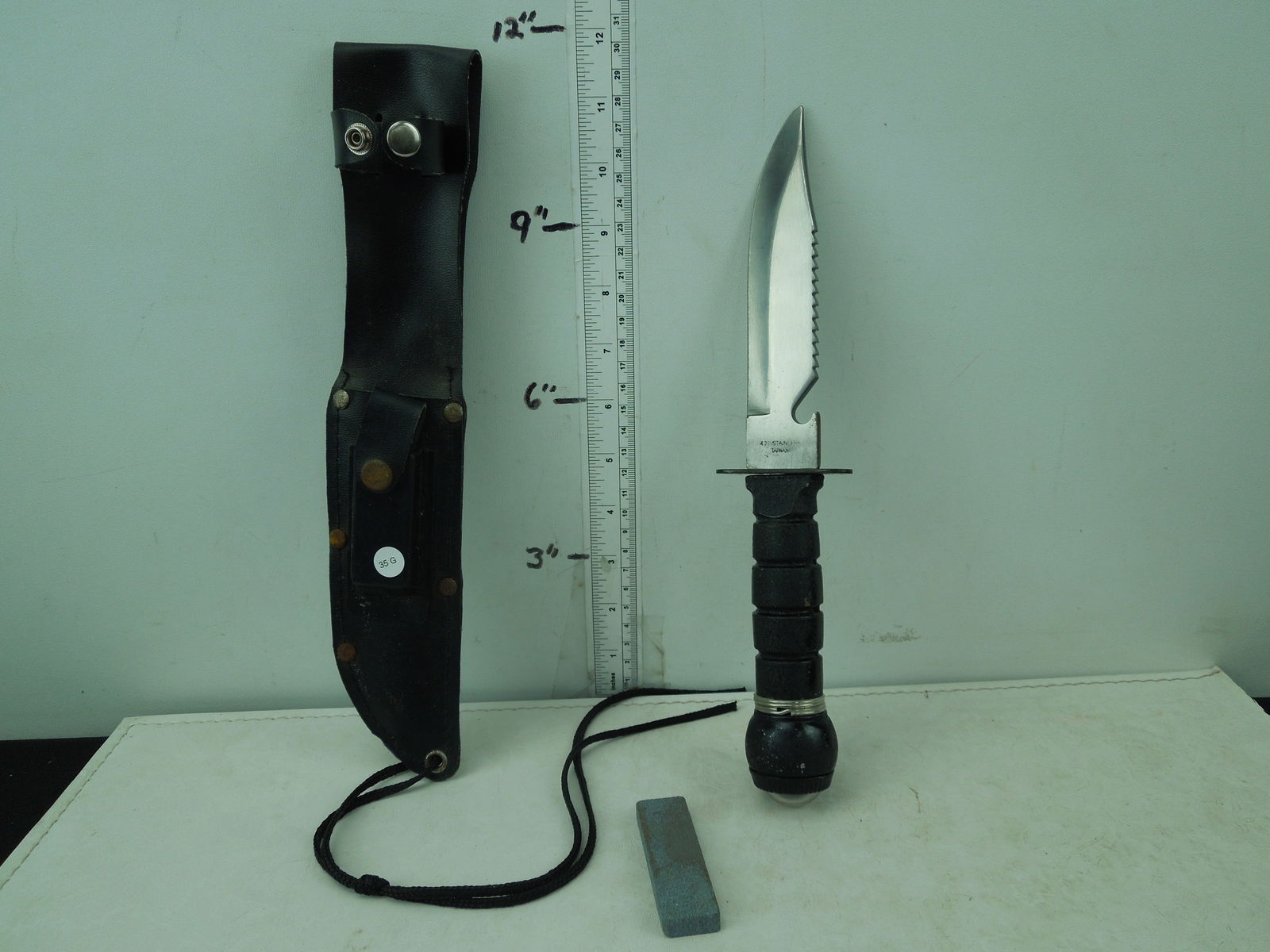 Large Knife w/ Sheath and Stone (1 of 5)