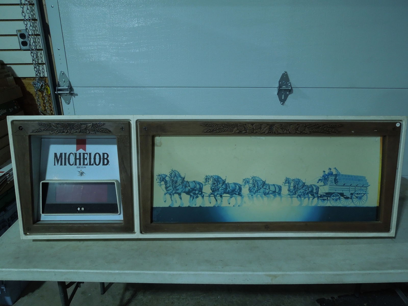 Michelob Beer Light Up Sign. Clock Works, Not Light. 52" Wide By 17 1/2" Tall By 8" Deep. Some (1 of 5)