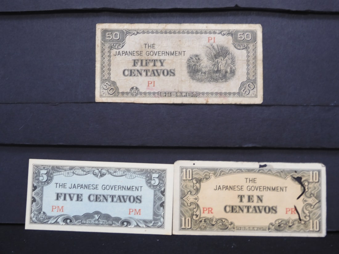 (3) Various Centavos Japan Occupied Notes (1 of 8)