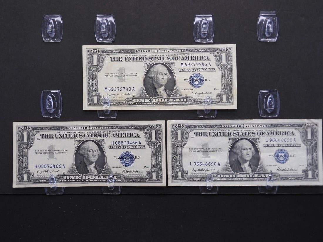 2-1957 1-1957A Blue Seal $1 Silver Certificates. NICE Shape (1 of 4)
