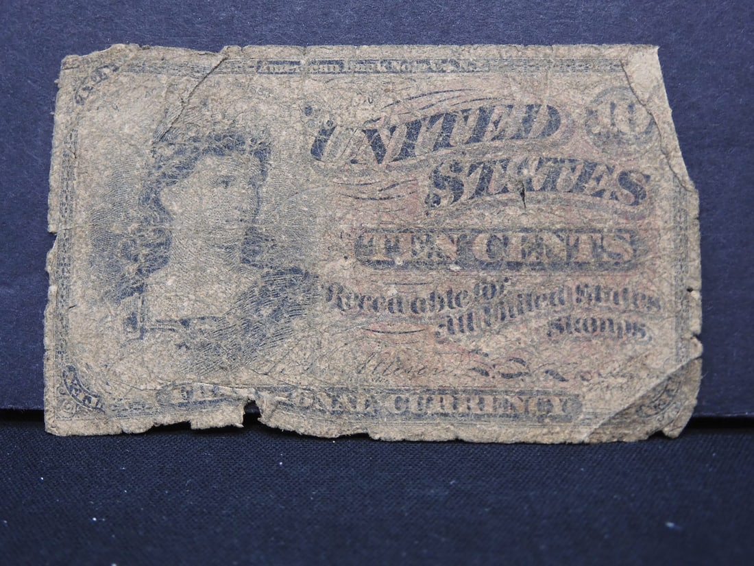 1863 10c US Fractional Currency (Civil War Era/4th Issue), 161 Years Old! (1 of 3)