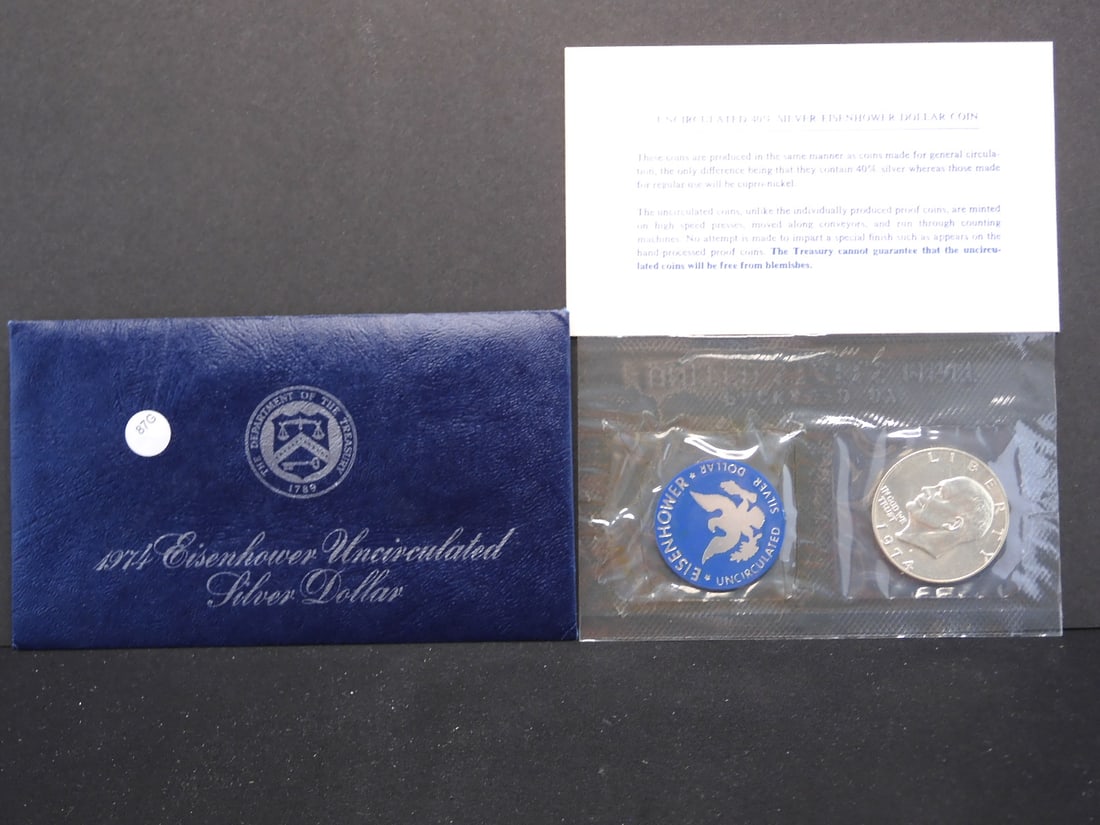 1974-S GEM BU Silver Ike Dollar in Original Mint Blue Pack (1 of 4)