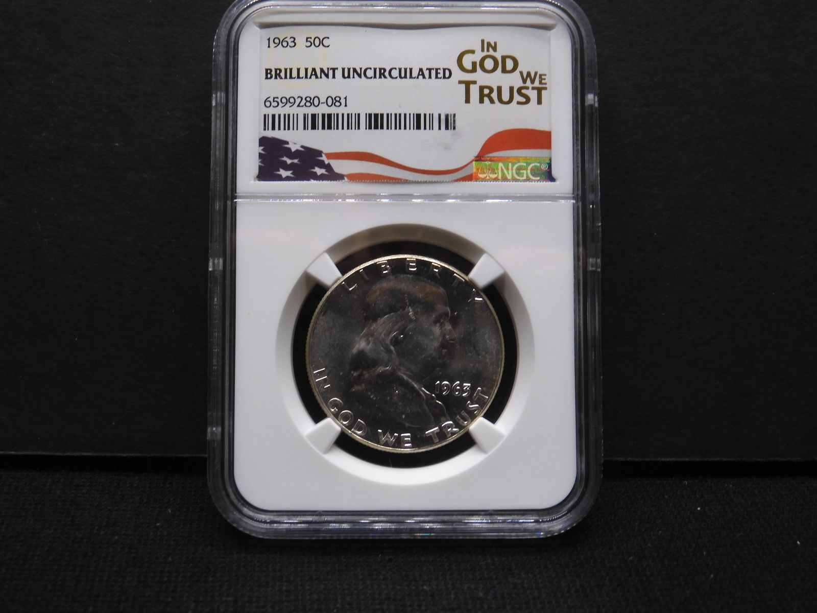 1963 Franklin Half Dollar - NGC BU - In God We Trust Header (1 of 4)