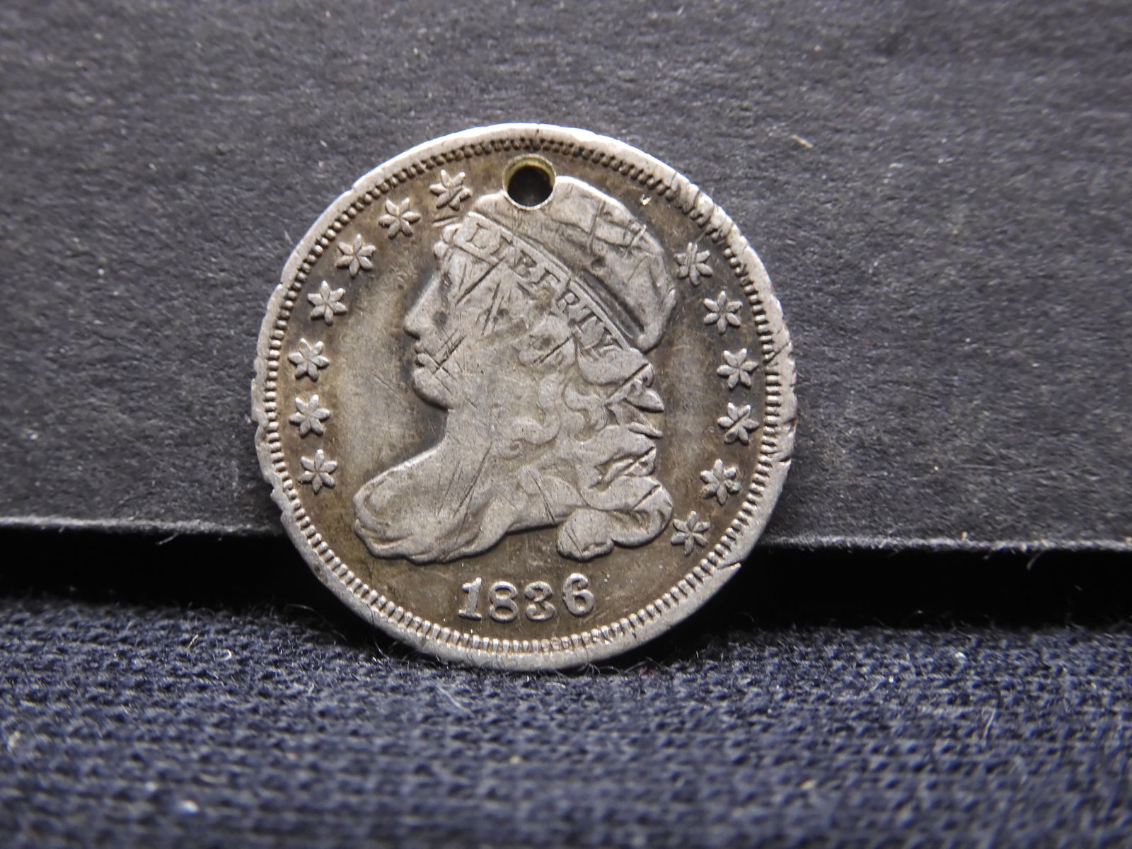 1836 Sm. Size Capped Bust Dime - Holed (1 of 2)