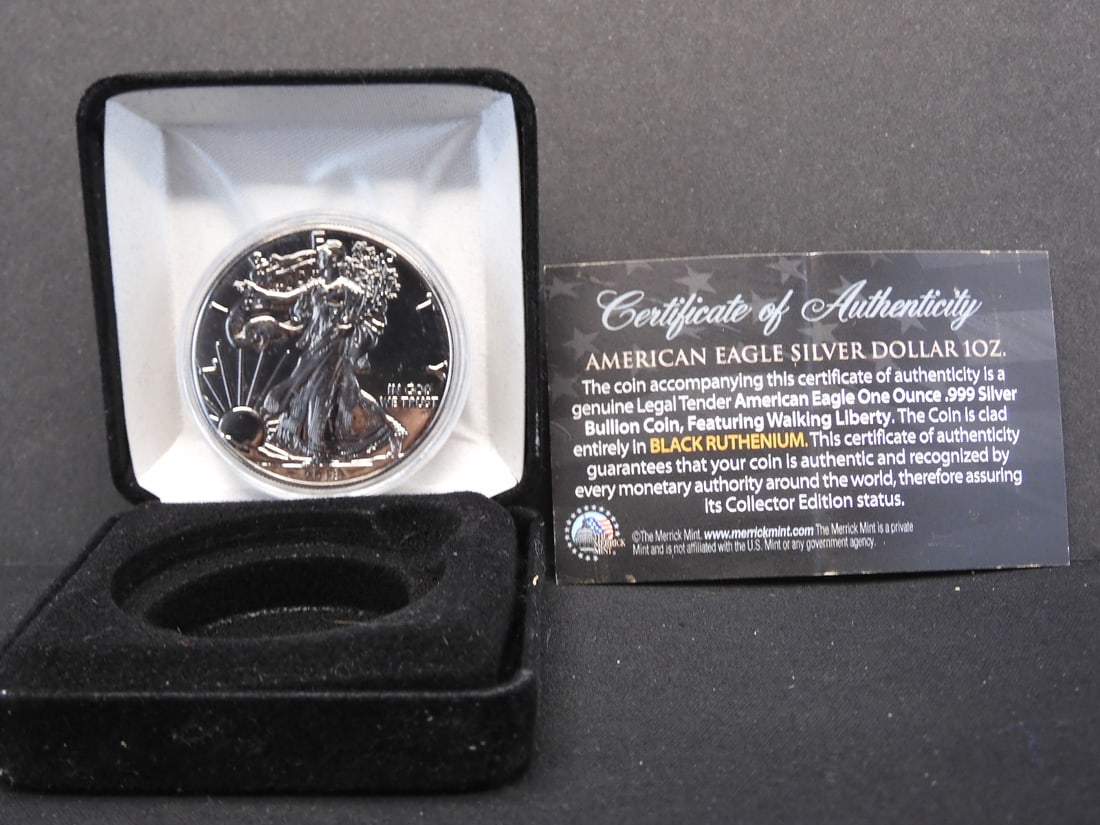 2018 1 oz U.S. Silver Eagle Coin - Black Ruthenium with COA (1 of 4)