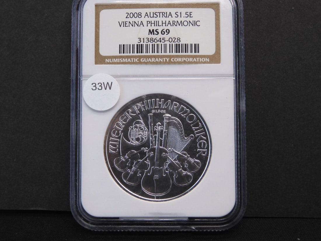 2008 Austria 1 oz Silver Vienna Philharmonic NGC Graded MS 69 (1 of 3)