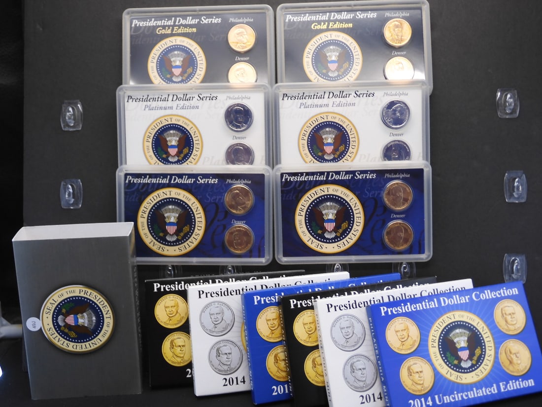 2014-P+D Hoover + Roosevelt Dollars in Platinum + Gold Uncirculated Sets: 2014-P+D Hoover + Roosevelt Dollars in Platinum + Gold Uncirculated Sets