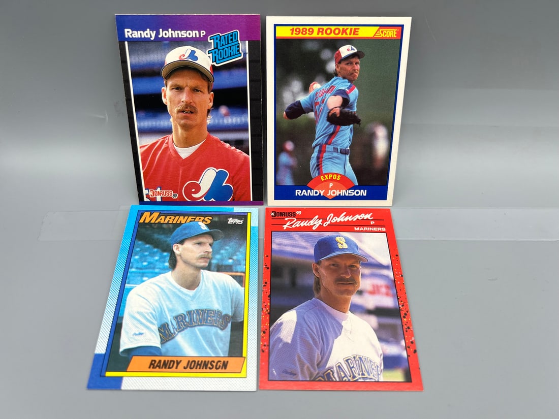 Lot of (4) Assorted Randy Johnson Baseball Cards W/ Rookies - Varying Conditions: Lot of (4) Assorted Randy Johnson Baseball Cards W/ Rookies - Varying Conditions