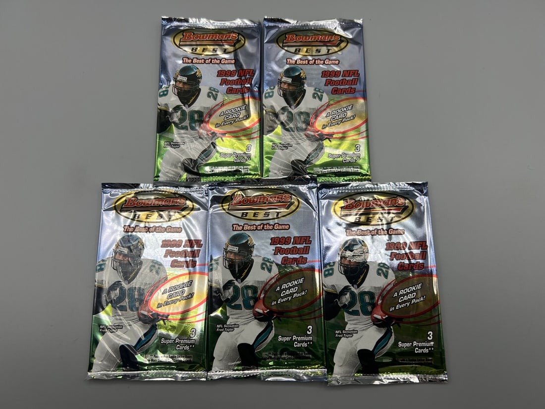 Lot of (5) 1999 Bowman's Best Football Unopened Wax Packs: Lot of (5) 1999 Bowman's Best Football Unopened Wax Packs