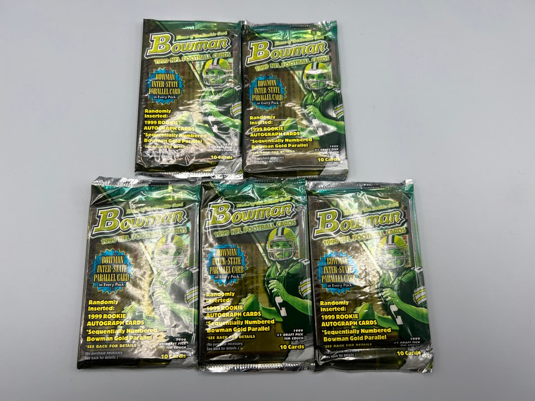 Lot of (5) 1999 Bowman Football Unopened Wax Packs: Lot of (5) 1999 Bowman Football Unopened Wax Packs
