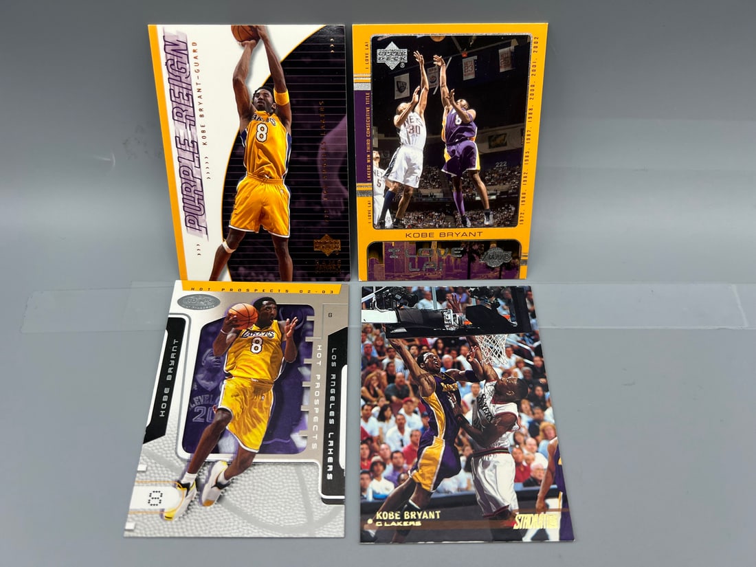 Lot of (4) Assorted Kobe Bryant Basketball Cards - Varying Conditions (1 of 2)