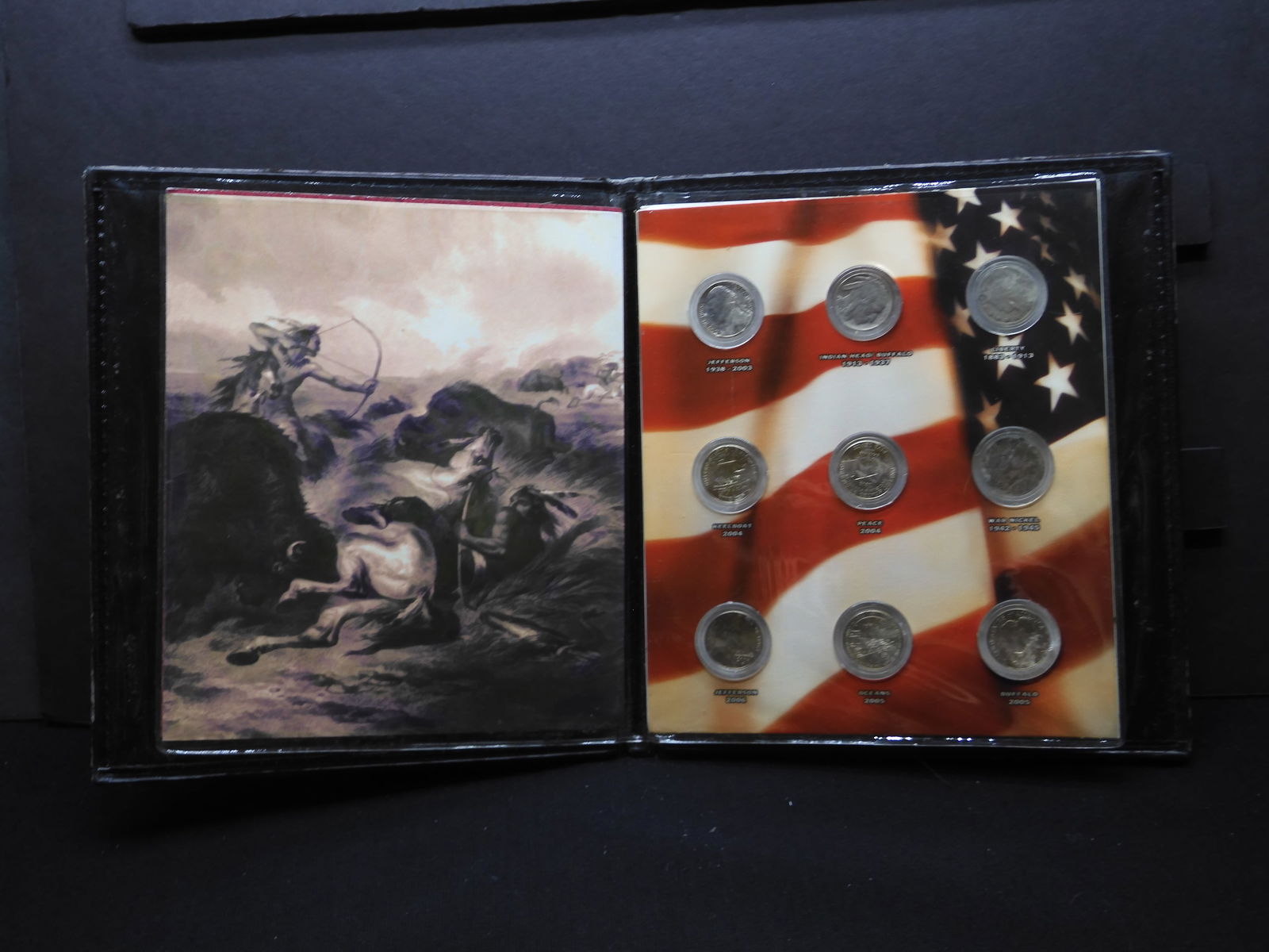 United States 100 Years of the Nickel - includes 1990-D Jefferson, 1937 Buffalo, 1910 "V", 2004 (1 of 10)