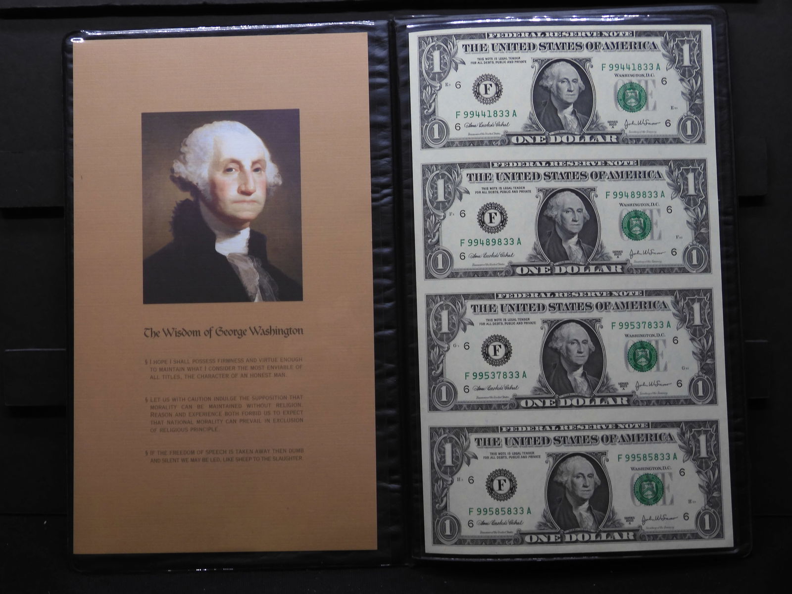 Uncut Sheet of Four 2003-A $1 - World Reserve Monetary Exchange (1 of 8)