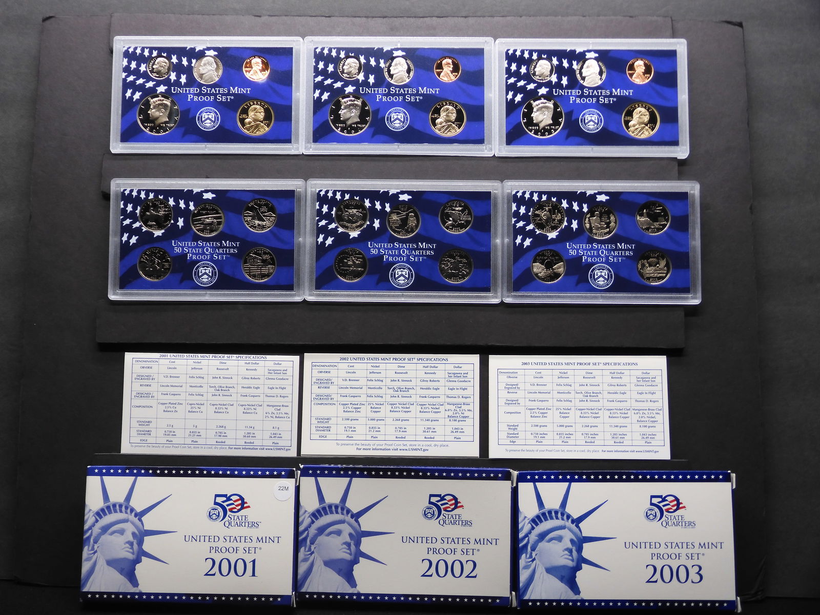 2001-S 2002-S 2003-S United States Proof Sets With OGP & COA's.  30 Coins. (1 of 10)