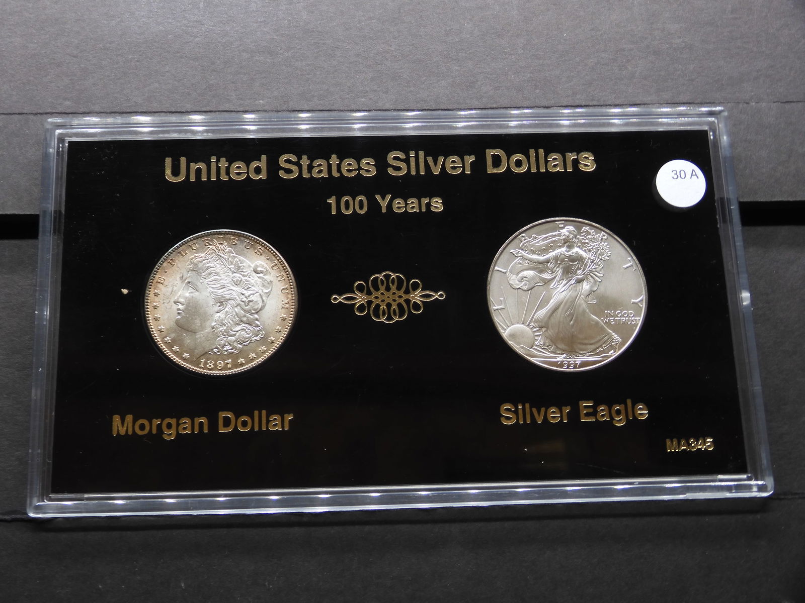 100 Years of US Silver Dollars: 1897 Morgan, choice BU with nice tone and 1997 Eagle. GEM BU. Better (1 of 2)