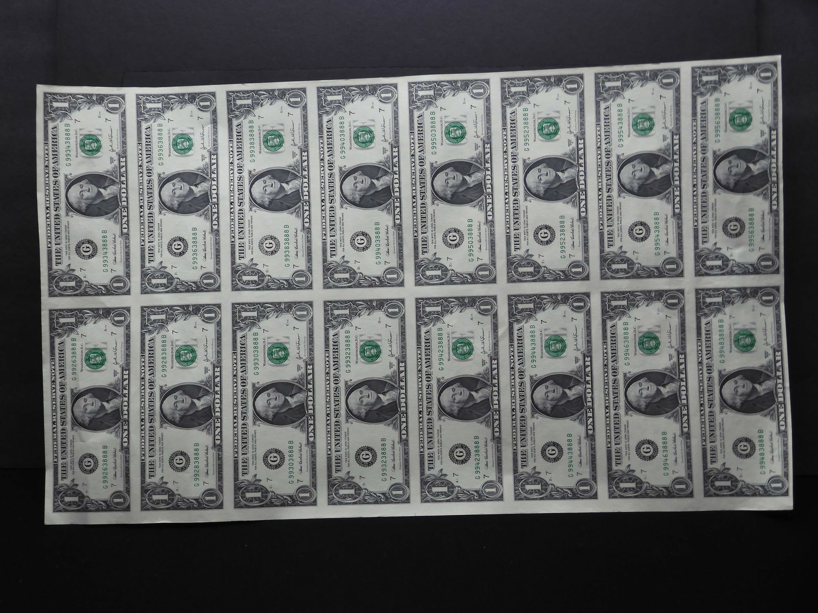 2003-A $1 FRN - Chicago - Uncut Sheet of 16 (1 of 6)