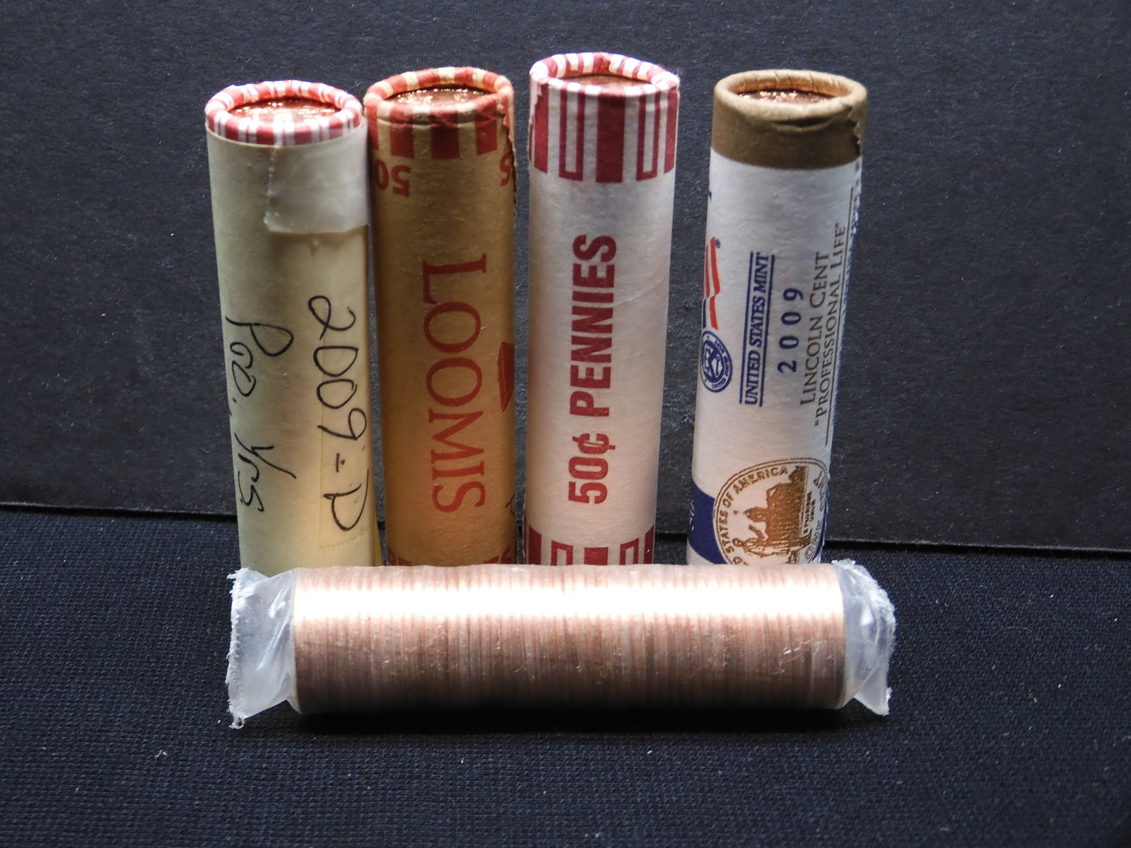 5 Rolls of 2009 Lincoln Varieties: Cabin P, Splitter P, Professional Life P/D, and Presidential D. (1 of 6)