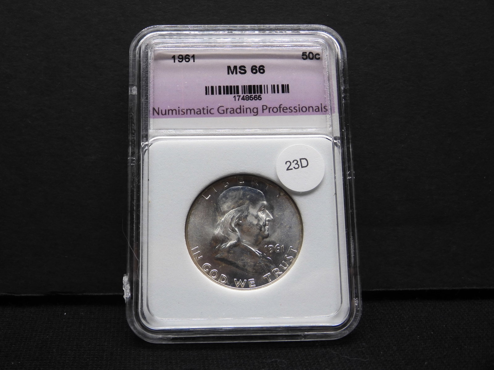 1961 Franklin Half Dollar NGP Slabbed MS66: 1961 Franklin Half Dollar NGP Slabbed MS66