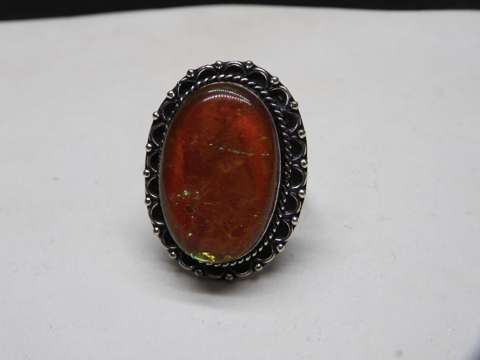 Australian Triplet Opal Gemstone Set in Sterling Silver Ring- Size 9 1/2, Total Weight 11 Grams (1 of 4)