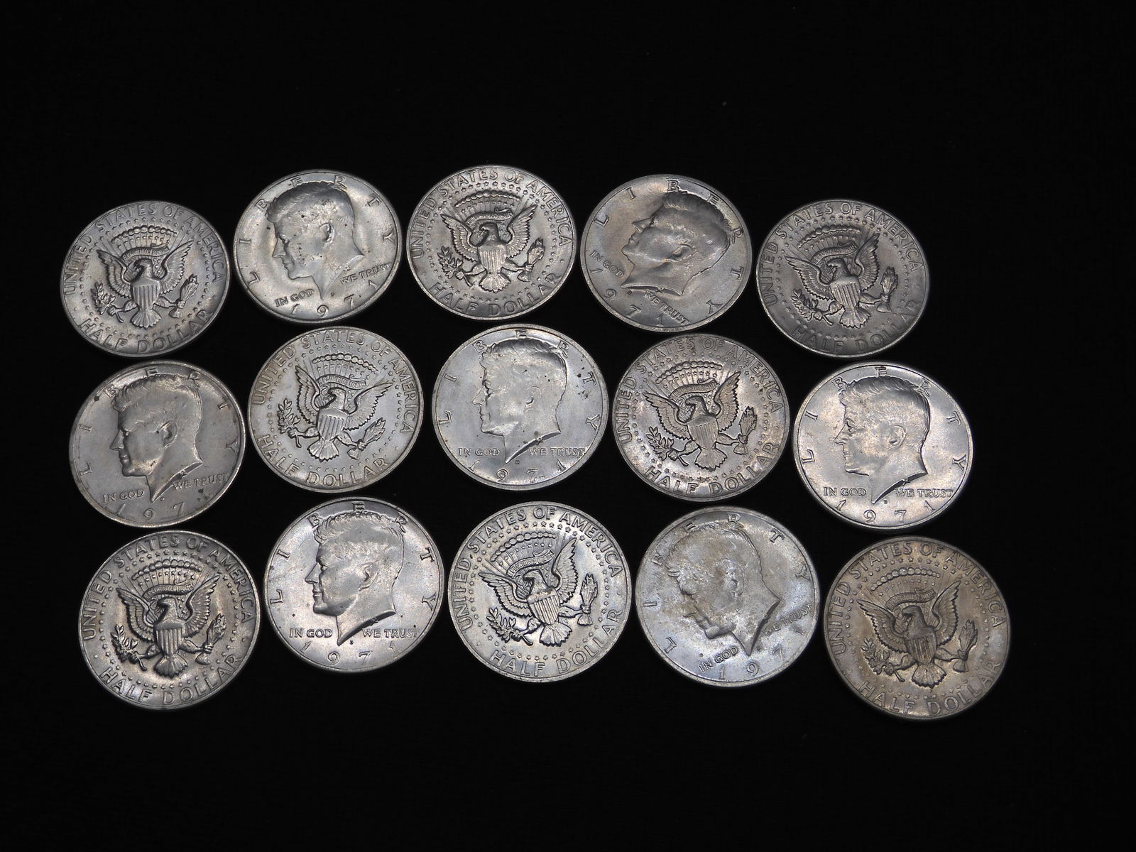Lot of (15) 1971-D Clad Kennedy Half Dollars (1 of 5)