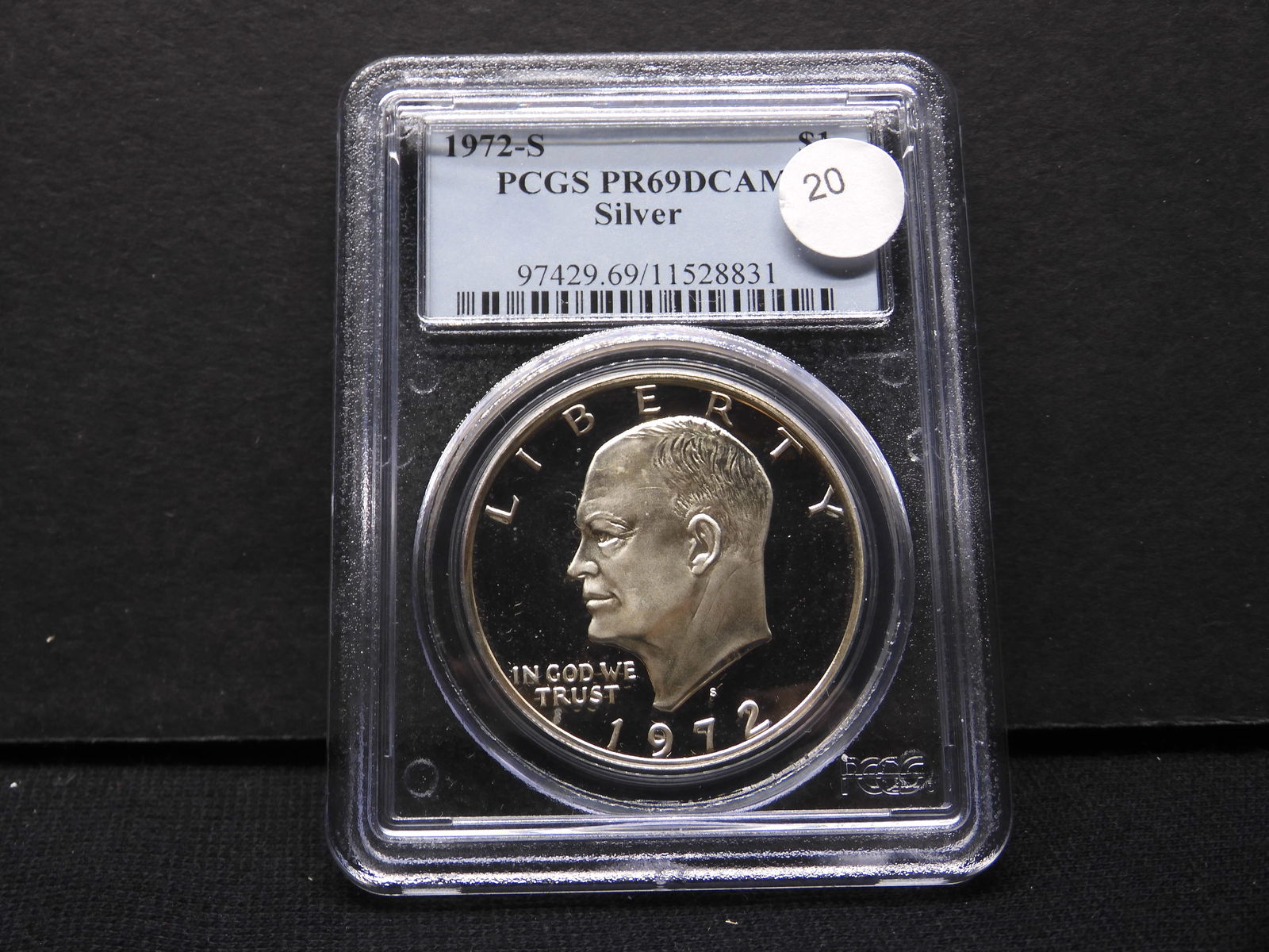 1972-S silver Ike Dollar. Slabbed by PCGS, number one grader, as PR69 Deep Cameo. (1 of 4)