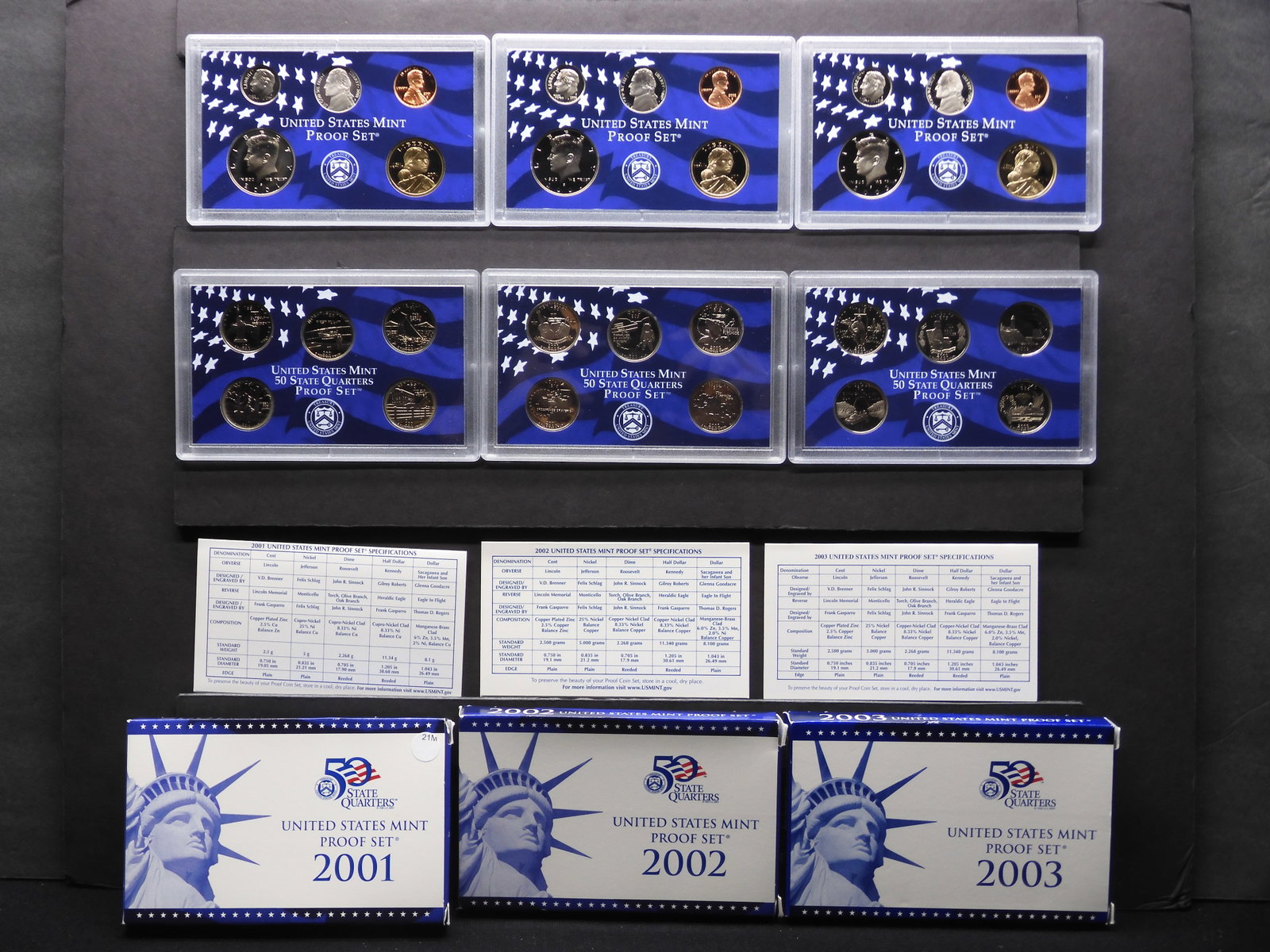 2001-S 2002-S 2003-S United States Proof Sets With OGP & COA's. 30 Coins.: 2001-S 2002-S 2003-S United States Proof Sets With OGP & COA's. 30 Coins.