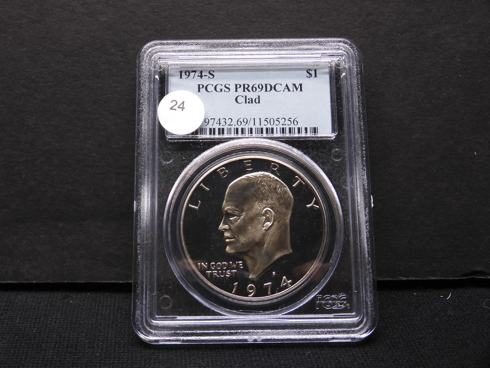 1974-S clad Ike Dollar. Slabbed by PCGS, number one grader, as PR69 Deep Cameo. (1 of 4)