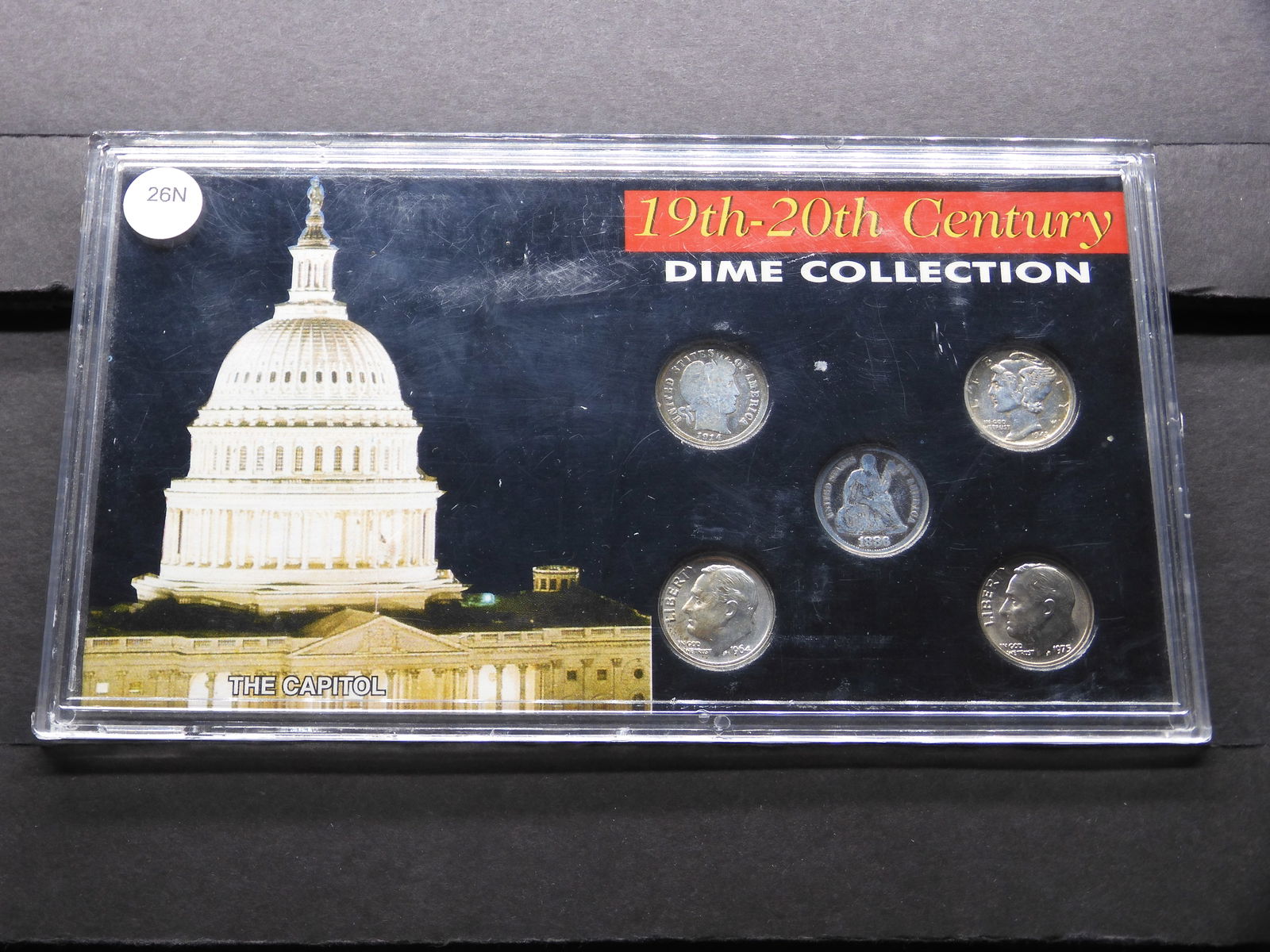 19th-20th Century U.S. 5-Piece Dime Collection.  Includes 1886 Seated Liberty Dime. (1 of 2)