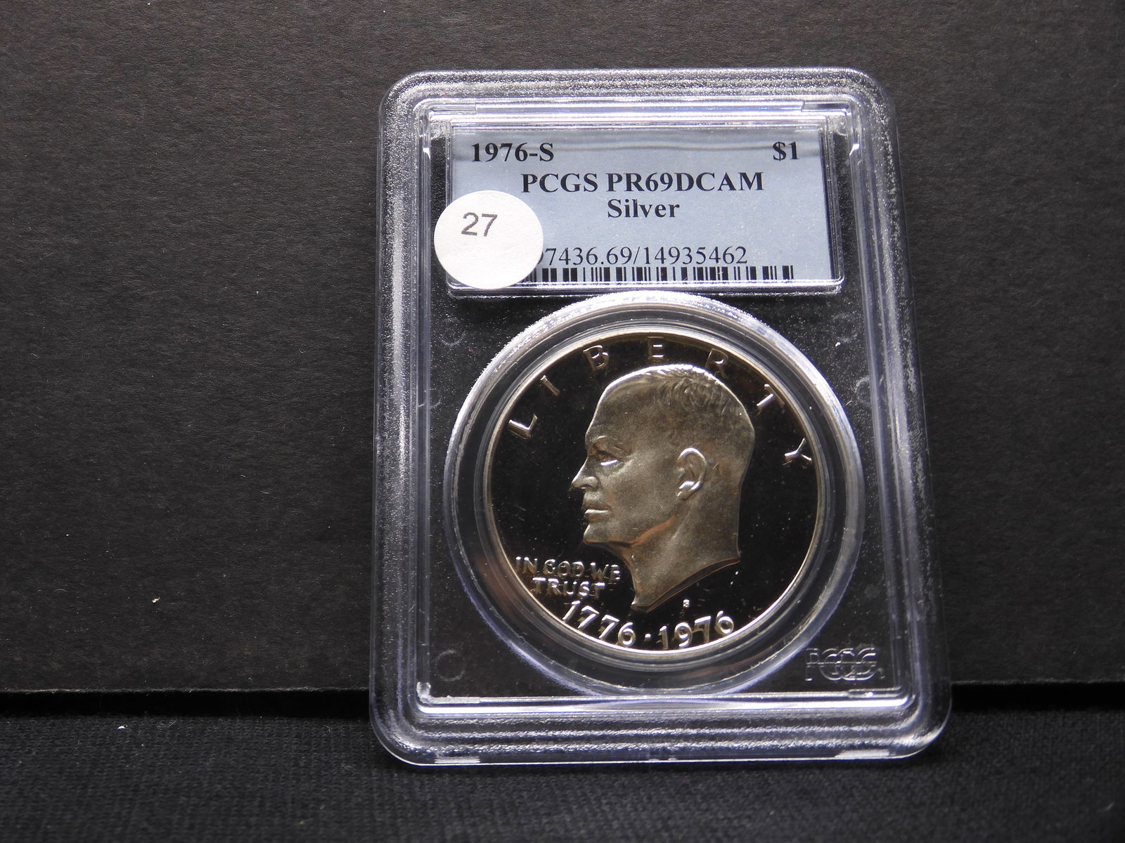 1976-S silver Ike Dollar. Slabbed by PCGS, number one grader, as PR69 Deep Cameo. From the three (1 of 4)