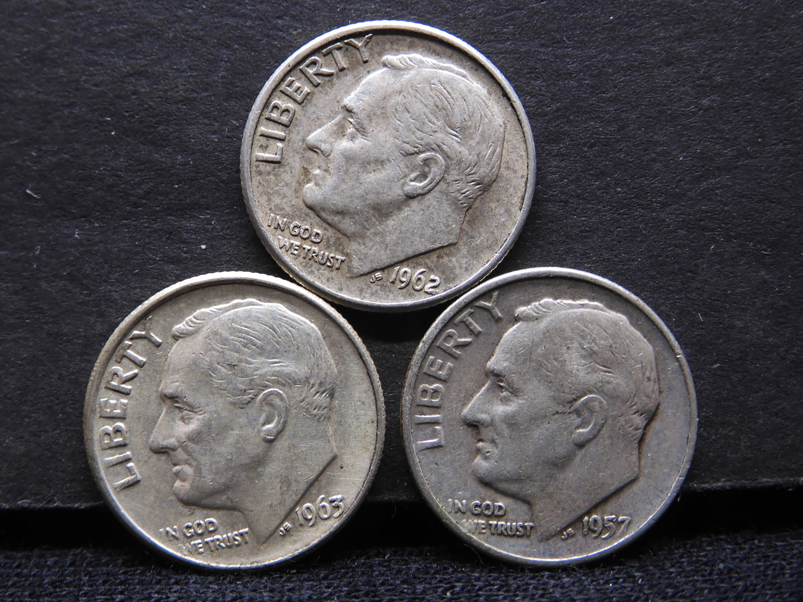 1957 D, 62 D, 63 P Roosevelt Dimes (1 of 2)