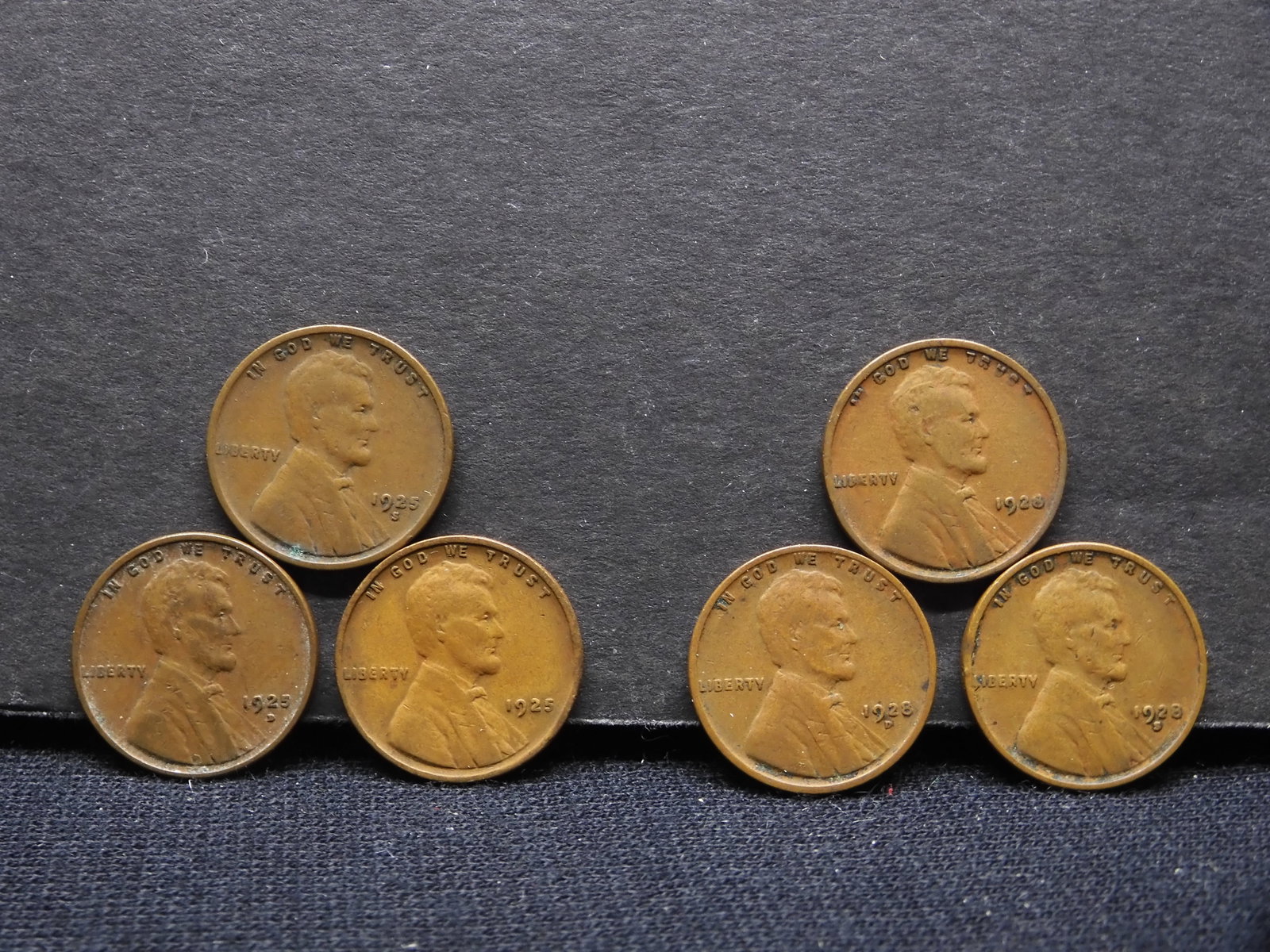 1925 P,D,S & 1928 P,D,S Wheat Pennies - Complete Year Sets: 1925 P,D,S & 1928 P,D,S Wheat Pennies - Complete Year Sets