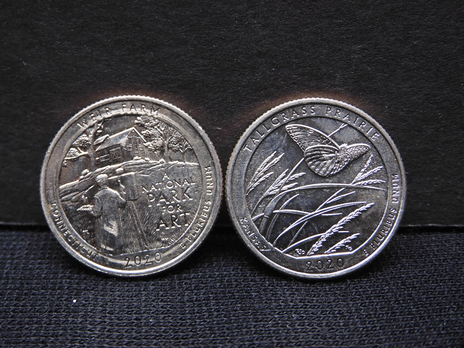Two 2020 W Washington Quarters: Weir Farm and Tall Grass.: Two 2020 W Washington Quarters: Weir Farm and Tall Grass.