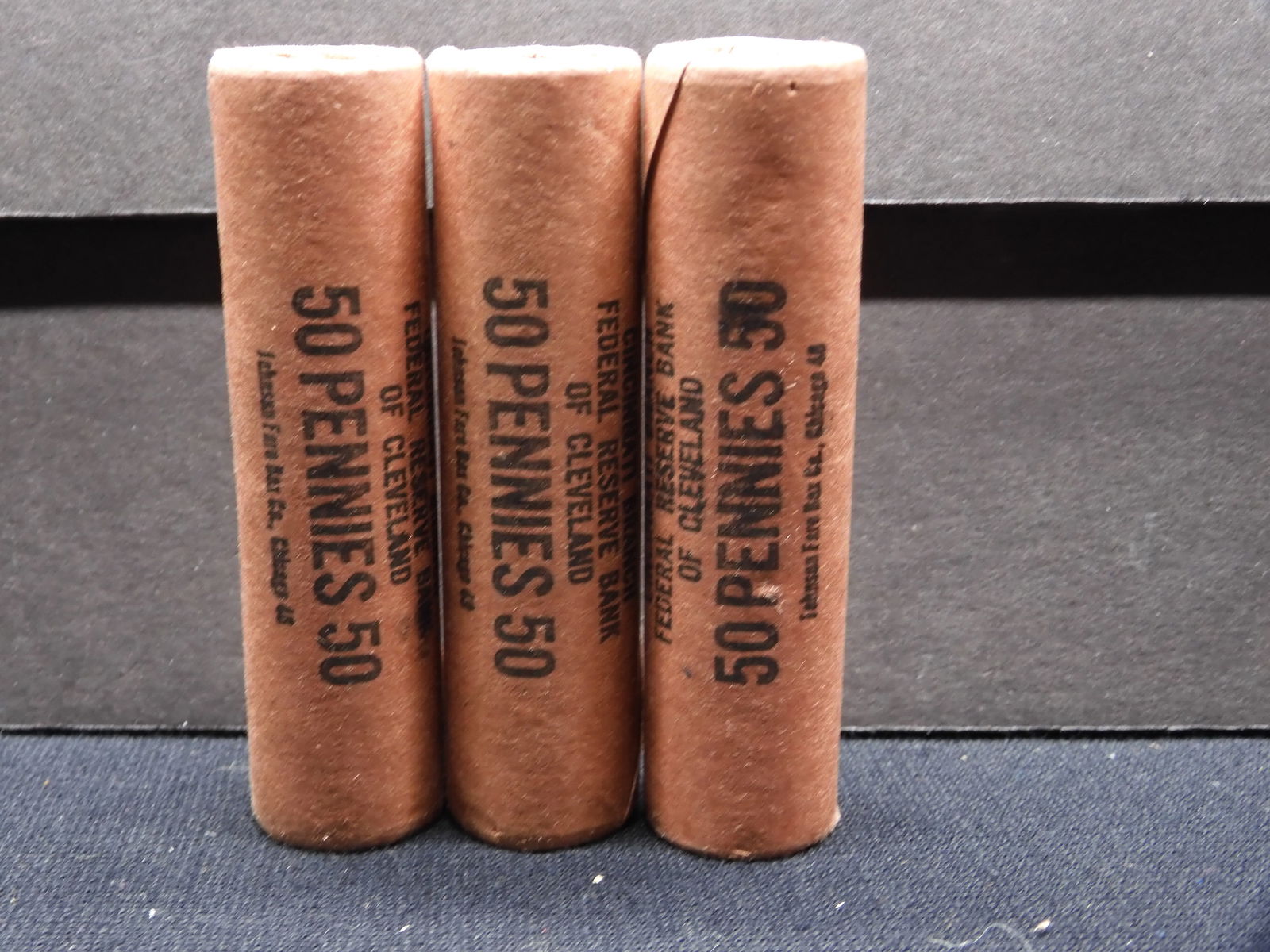 3 Rolls of Red Bu 1960-D Lincoln Memorial Cents (1 of 3)