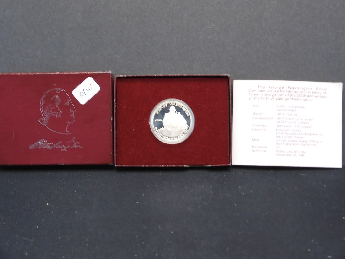 1982-S Washington Commemorative Half Dollar Proof 90% Silver Coin in Box (1 of 4)