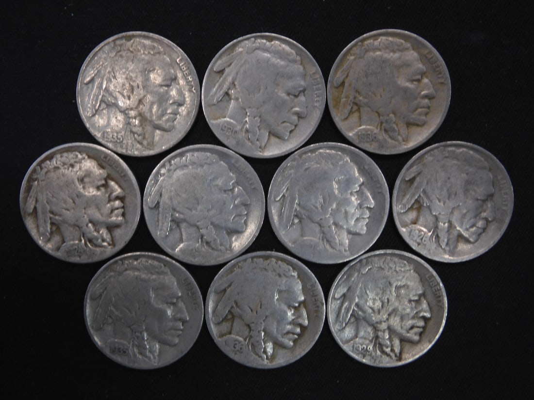 (10) Buffalo Nickels - Mixed Dates (1 of 2)