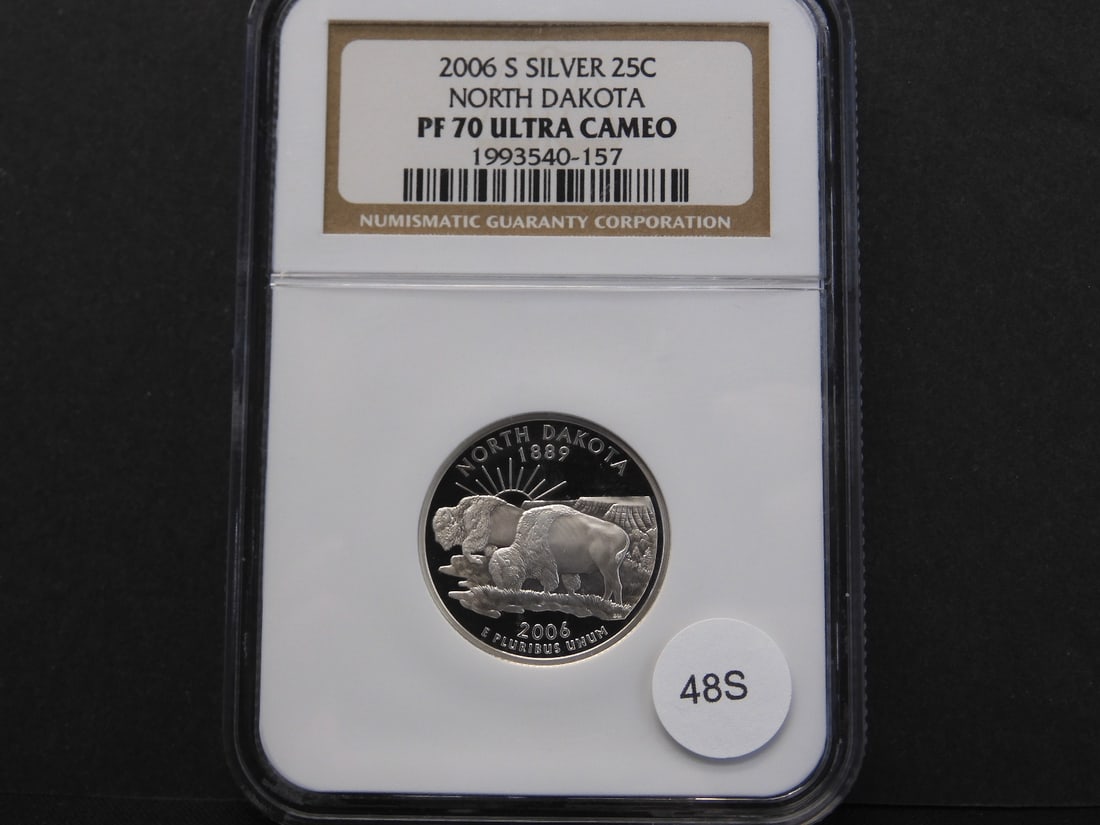 2006-S North Dakota Statehood Quarter Silver Proof NGC PR69 Ultra Cameo: 2006-S North Dakota Statehood Quarter Silver Proof NGC PR69 Ultra Cameo